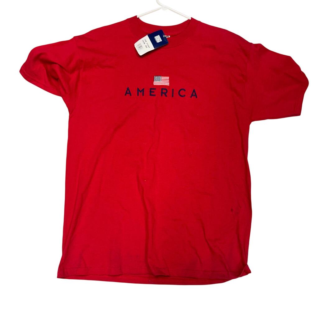 NEW VTG Briar Creek Sportswear America Embroidered Red Shirt Men’s Large - READ